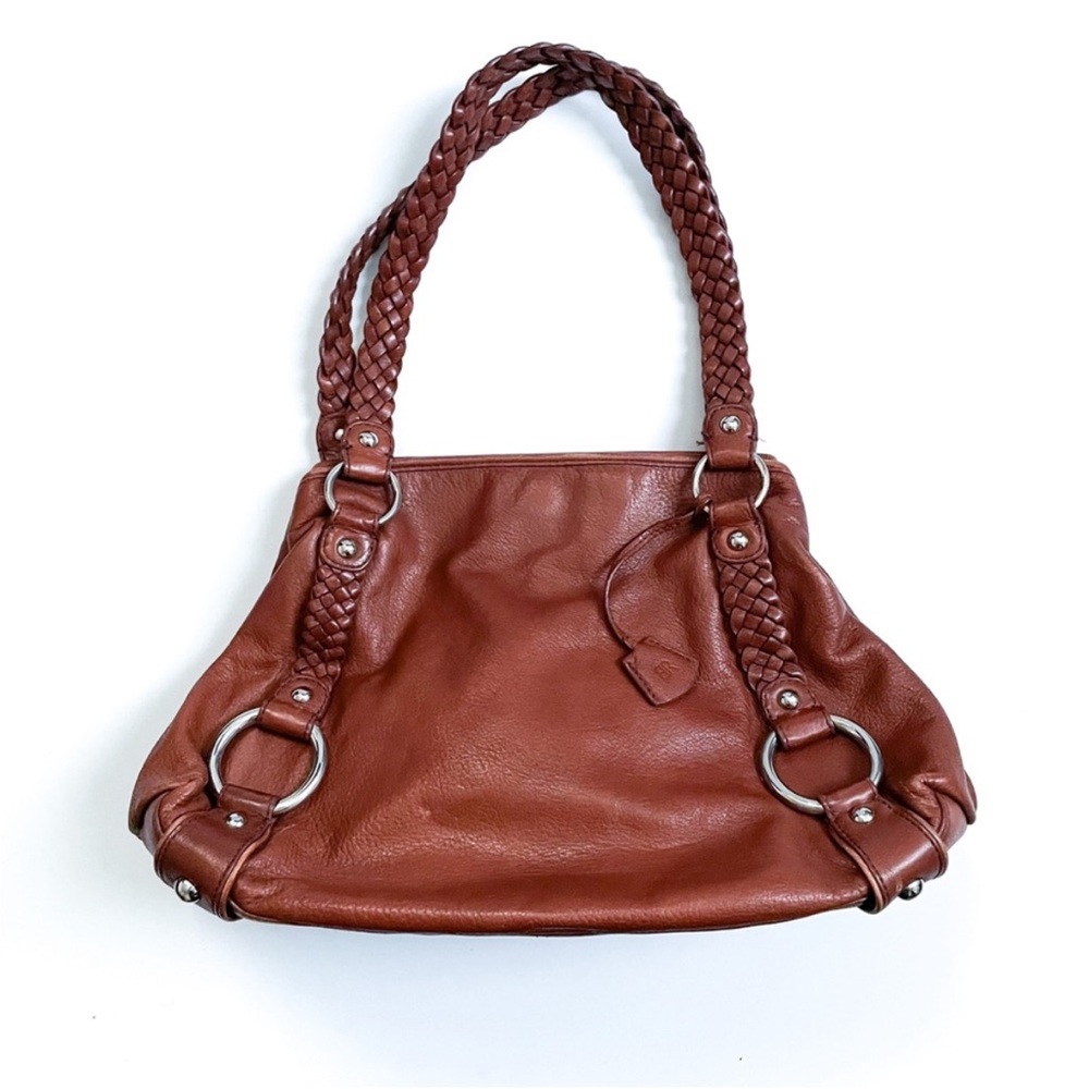 NWT Vintage Banana Republic Braided Harness Brown Leather Heavy Shoulder Bag